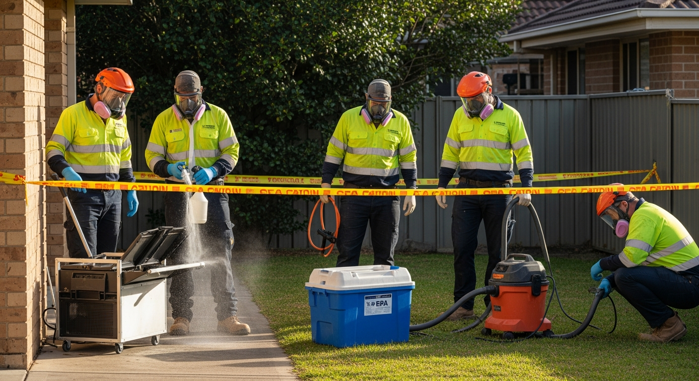 Asbestos removal team