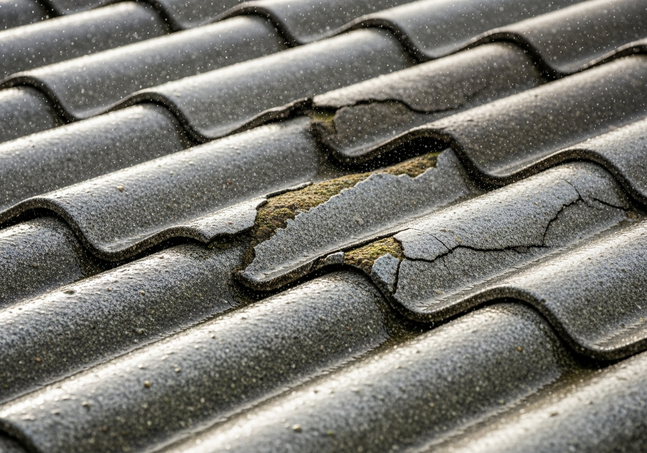 Corrugated asbestos shed roof sheets