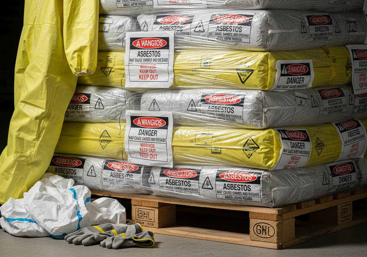 Double-bagged asbestos waste