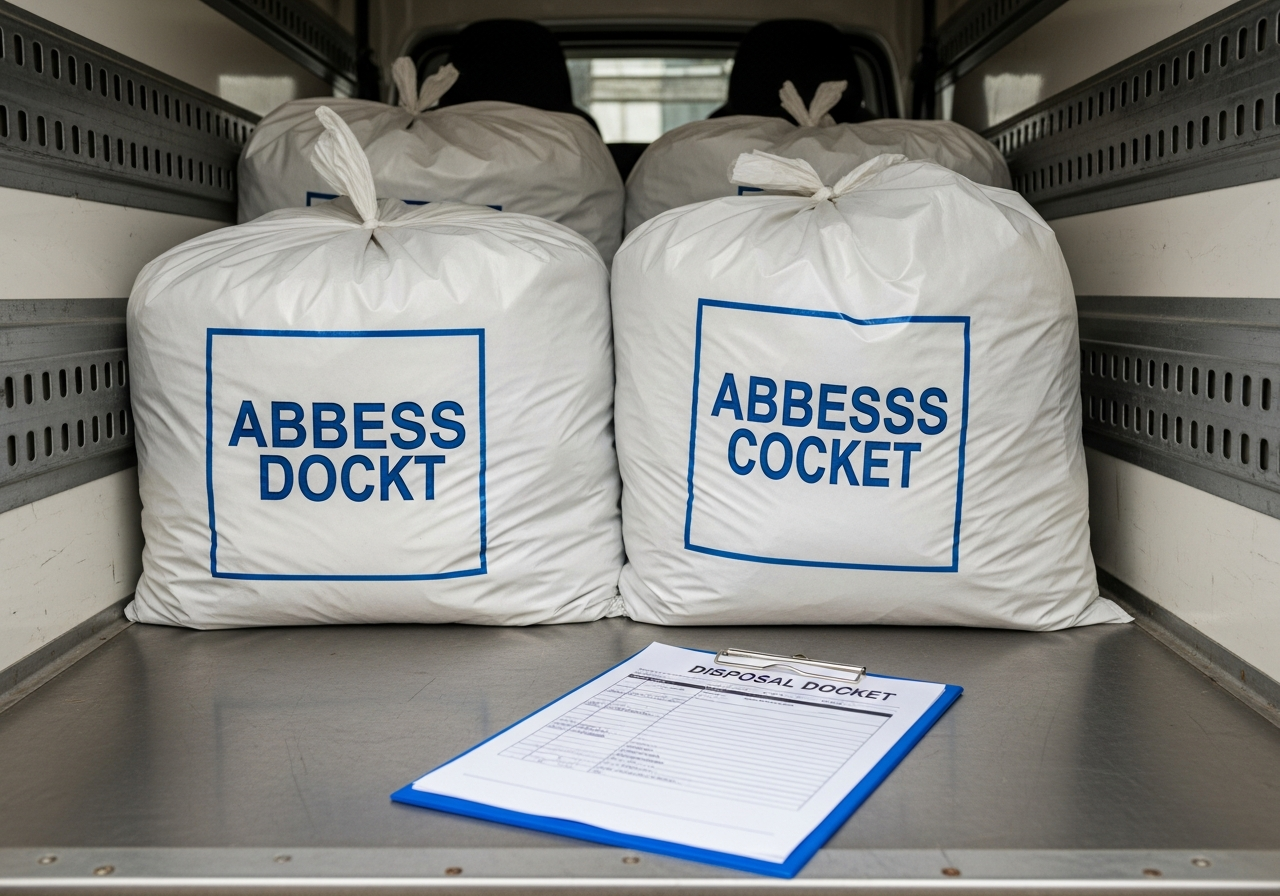 Double-bagged asbestos waste