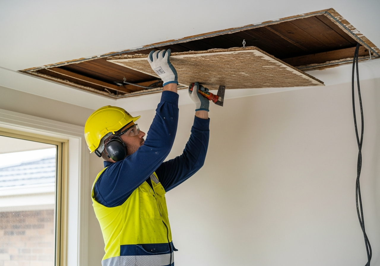 Asbestos ceiling stripping
