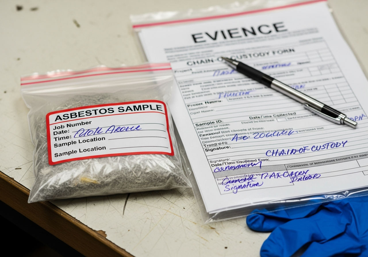 Asbestos sample and paperwork