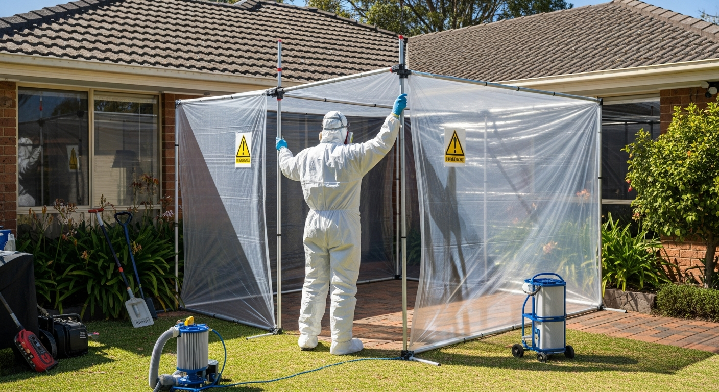 Licensed asbestos removalist in PPE