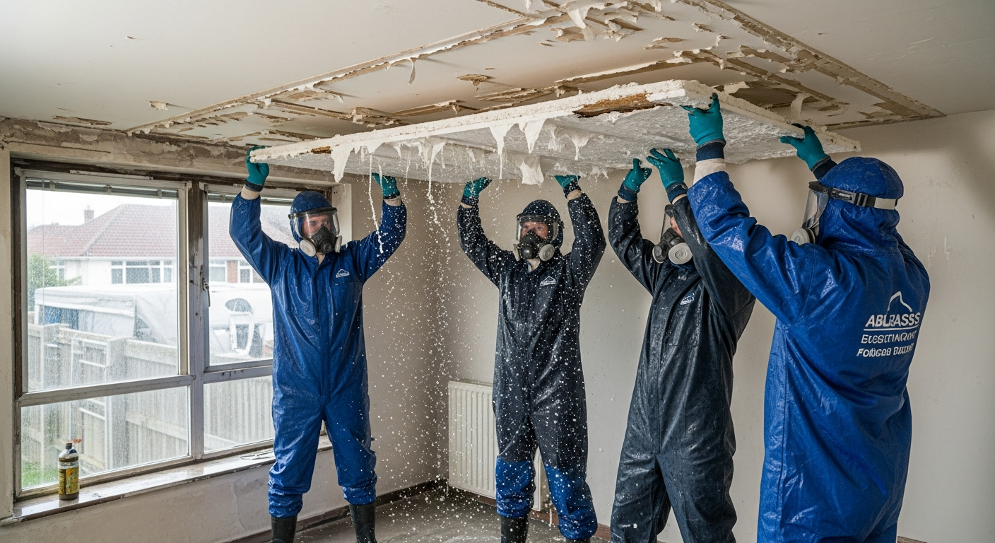 Asbestos stripping team