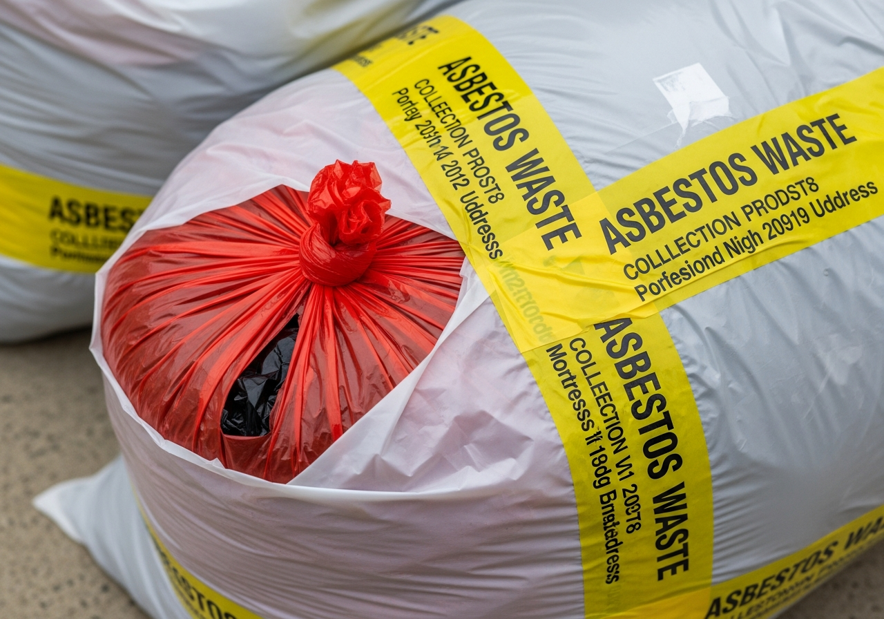 Double-bagged asbestos waste