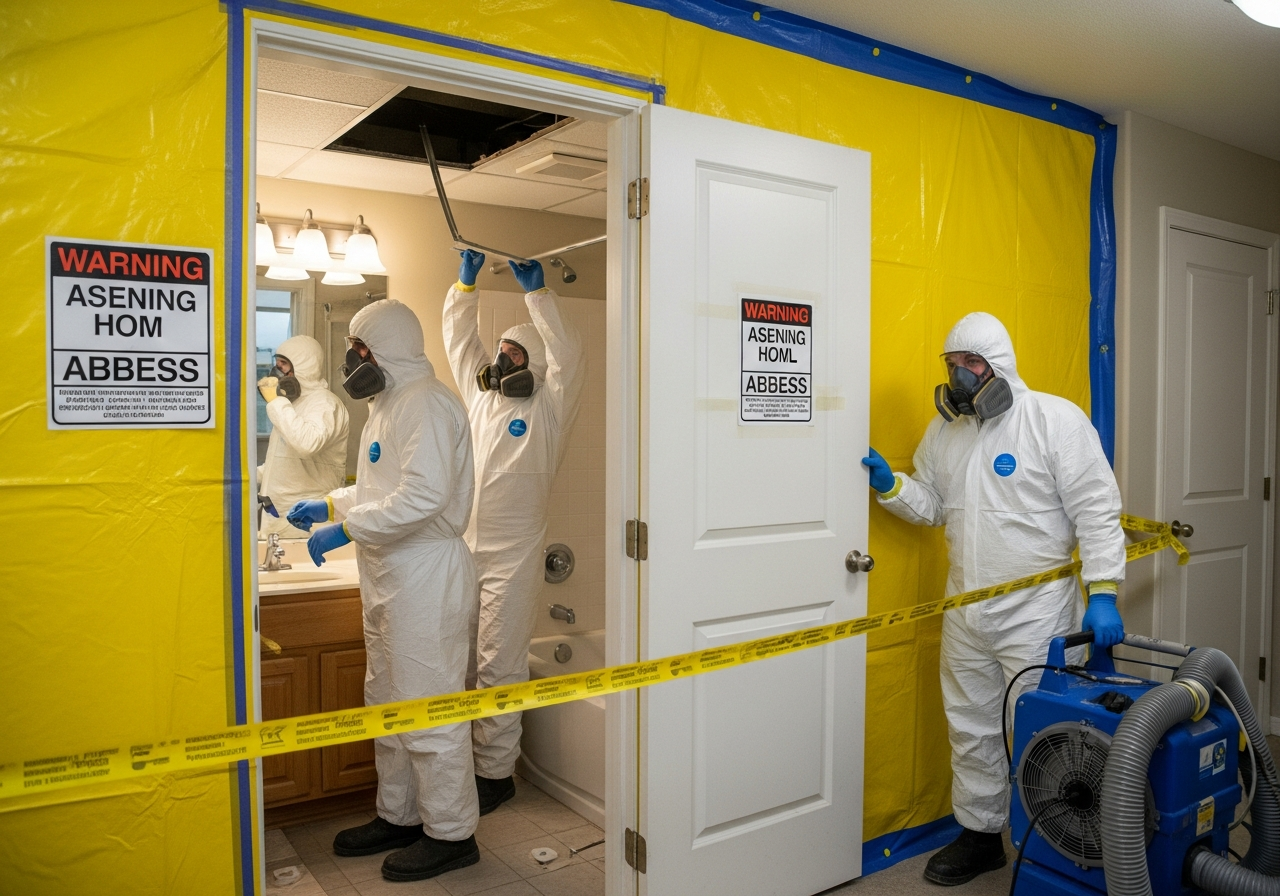 Bathroom containment for asbestos removal