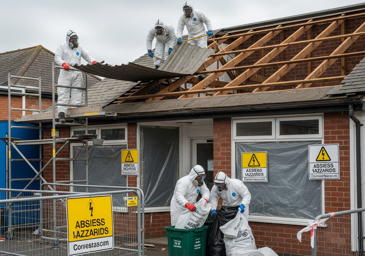 Asbestos removal team