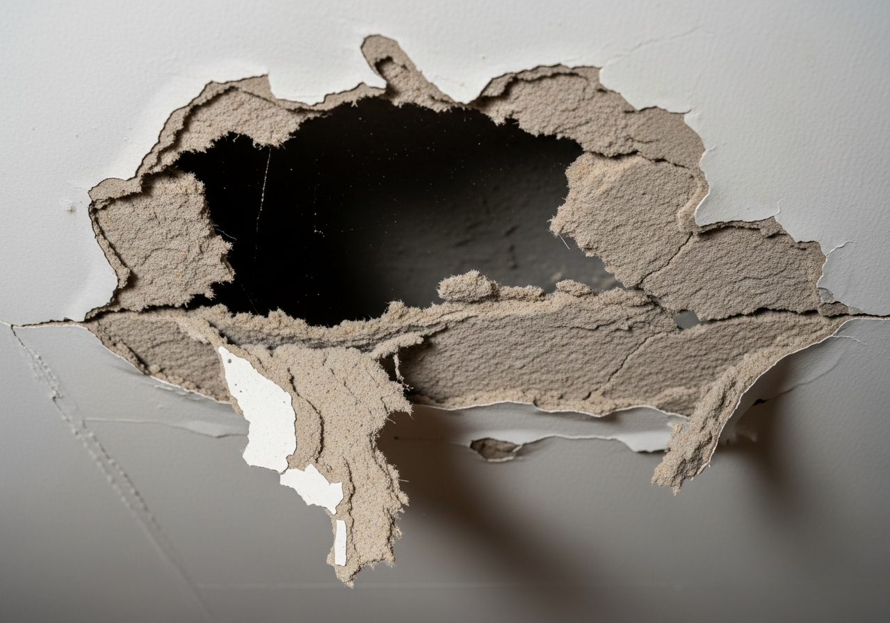 Asbestos ceiling sheet close-up