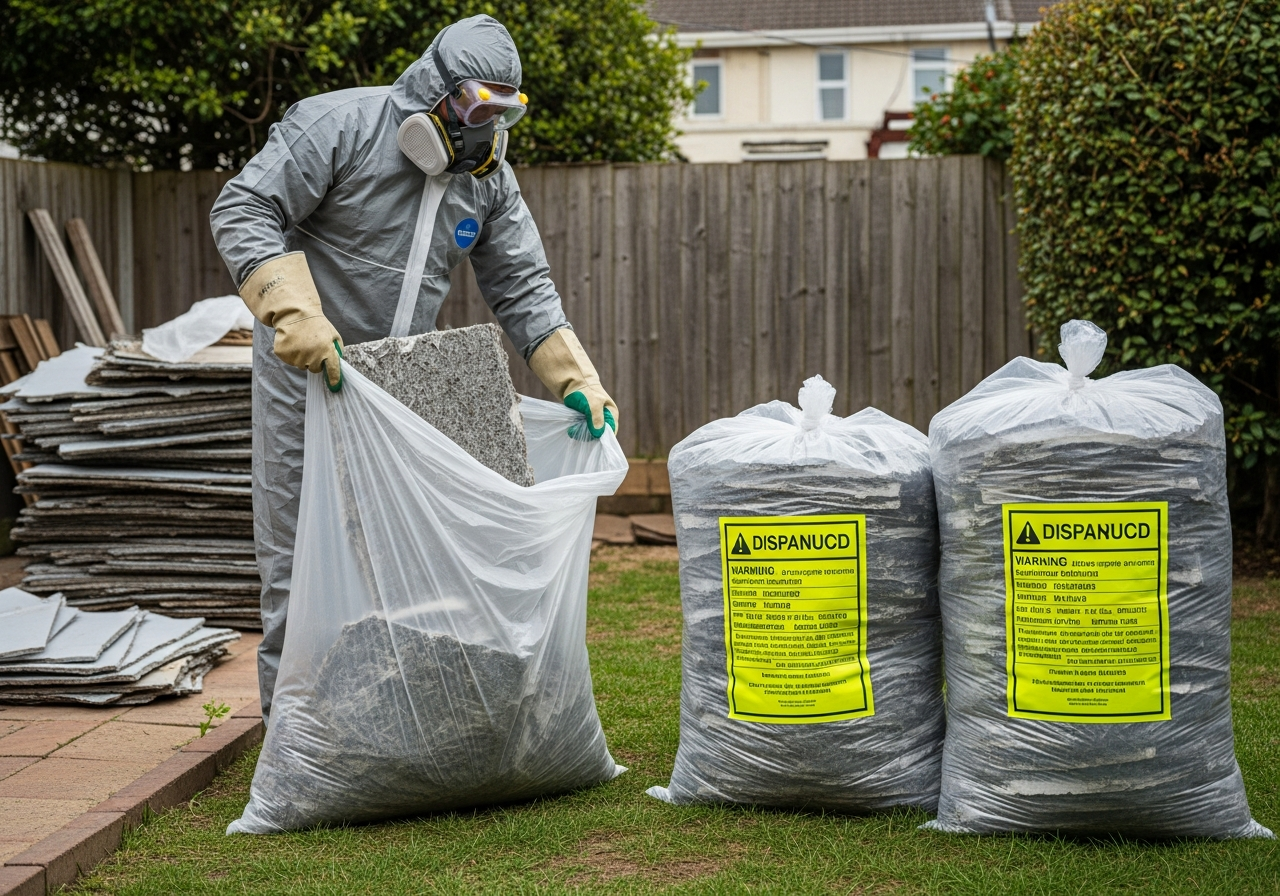 Double-bagged asbestos waste