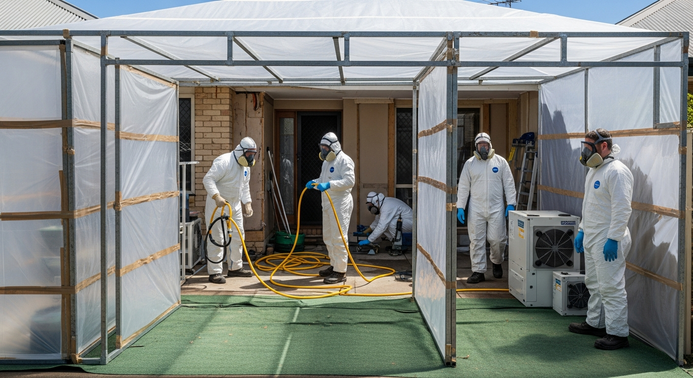 Licensed asbestos contractors at work