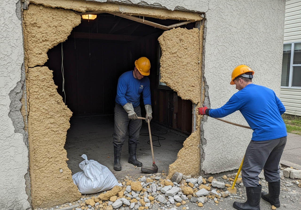 Asbestos garage sheeting