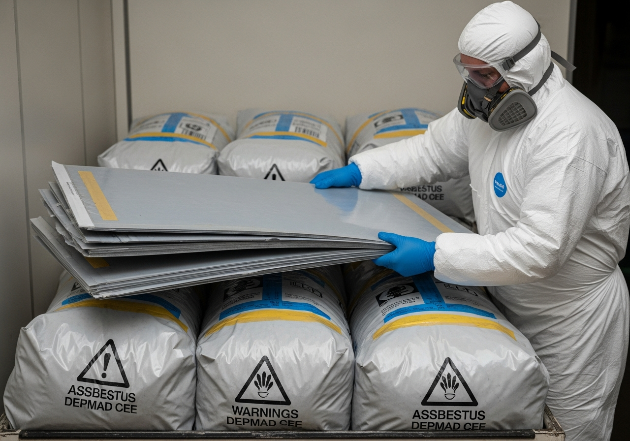 Double-bagged asbestos waste