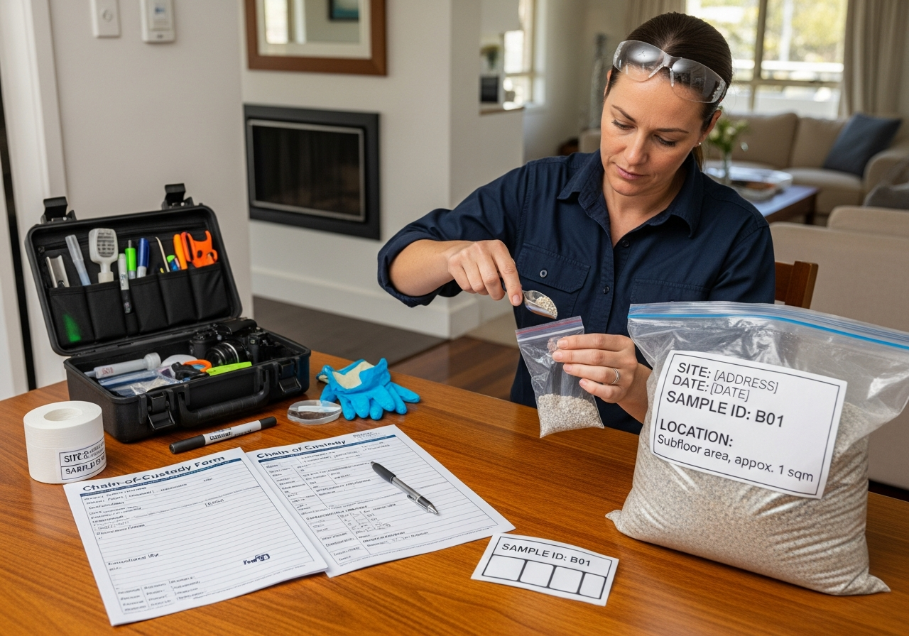 Asbestos sample and paperwork