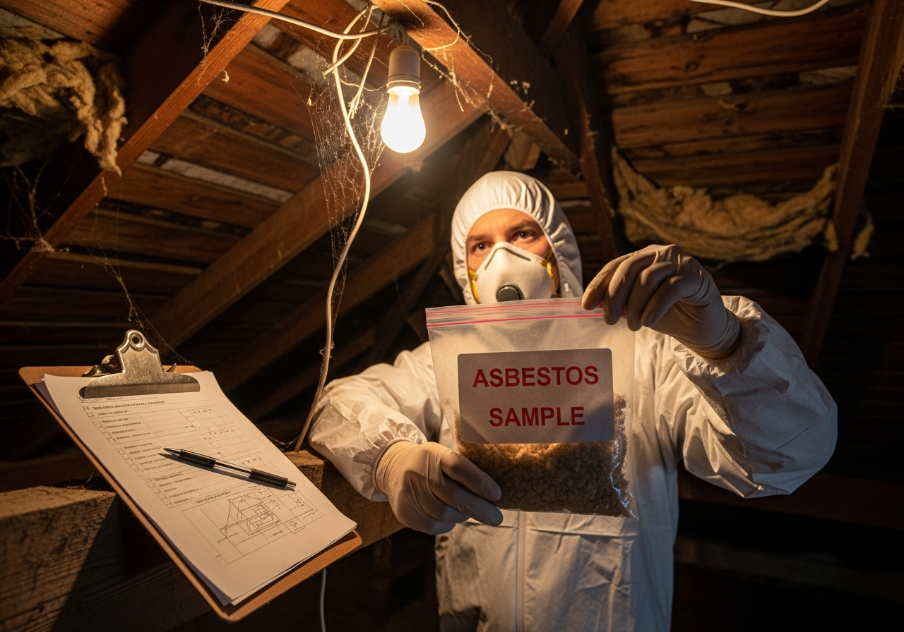 Inspector taking asbestos sample