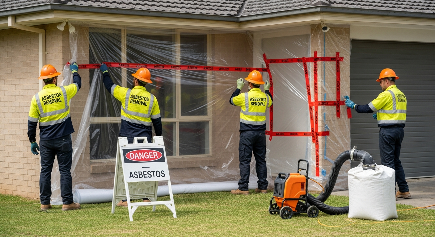 Asbestos removal team