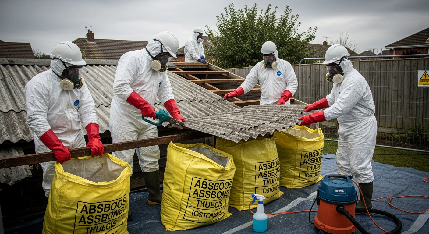 Asbestos shed roof removal