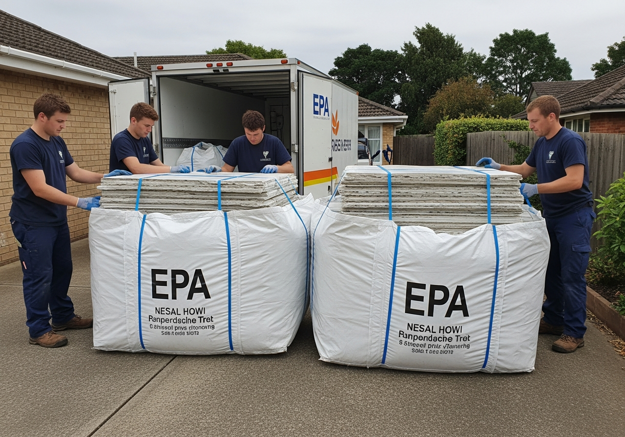 Double-bagging asbestos wall sheets