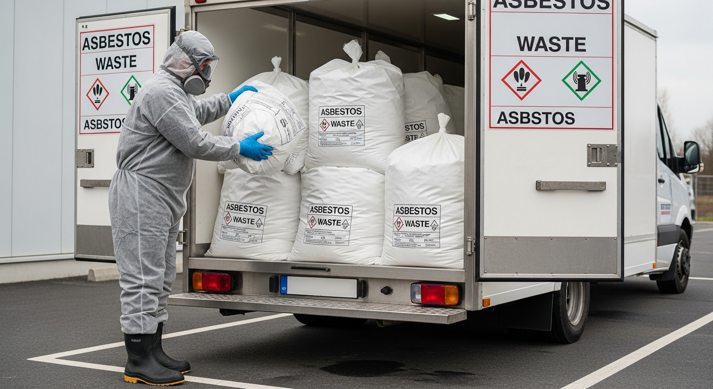 Sealed asbestos waste