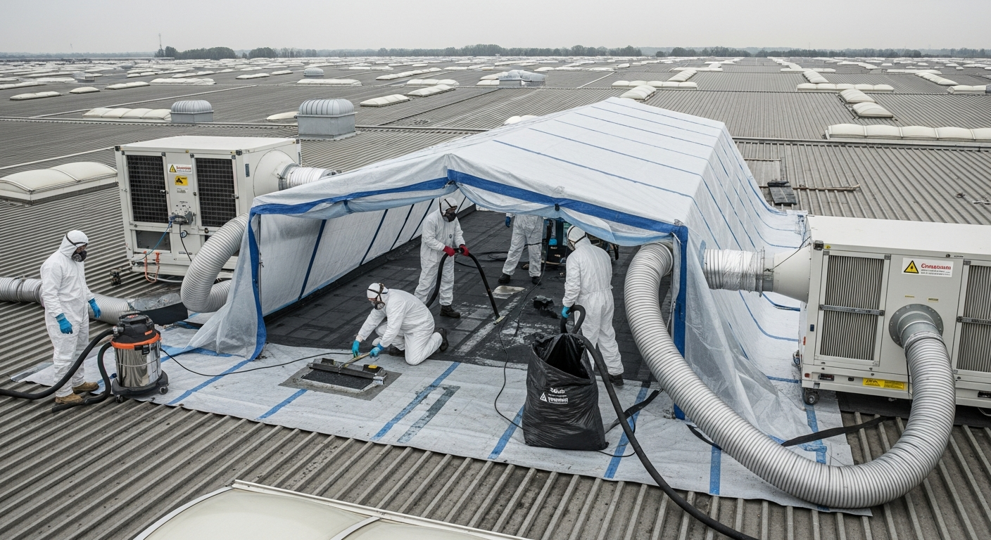 Industrial asbestos removal team