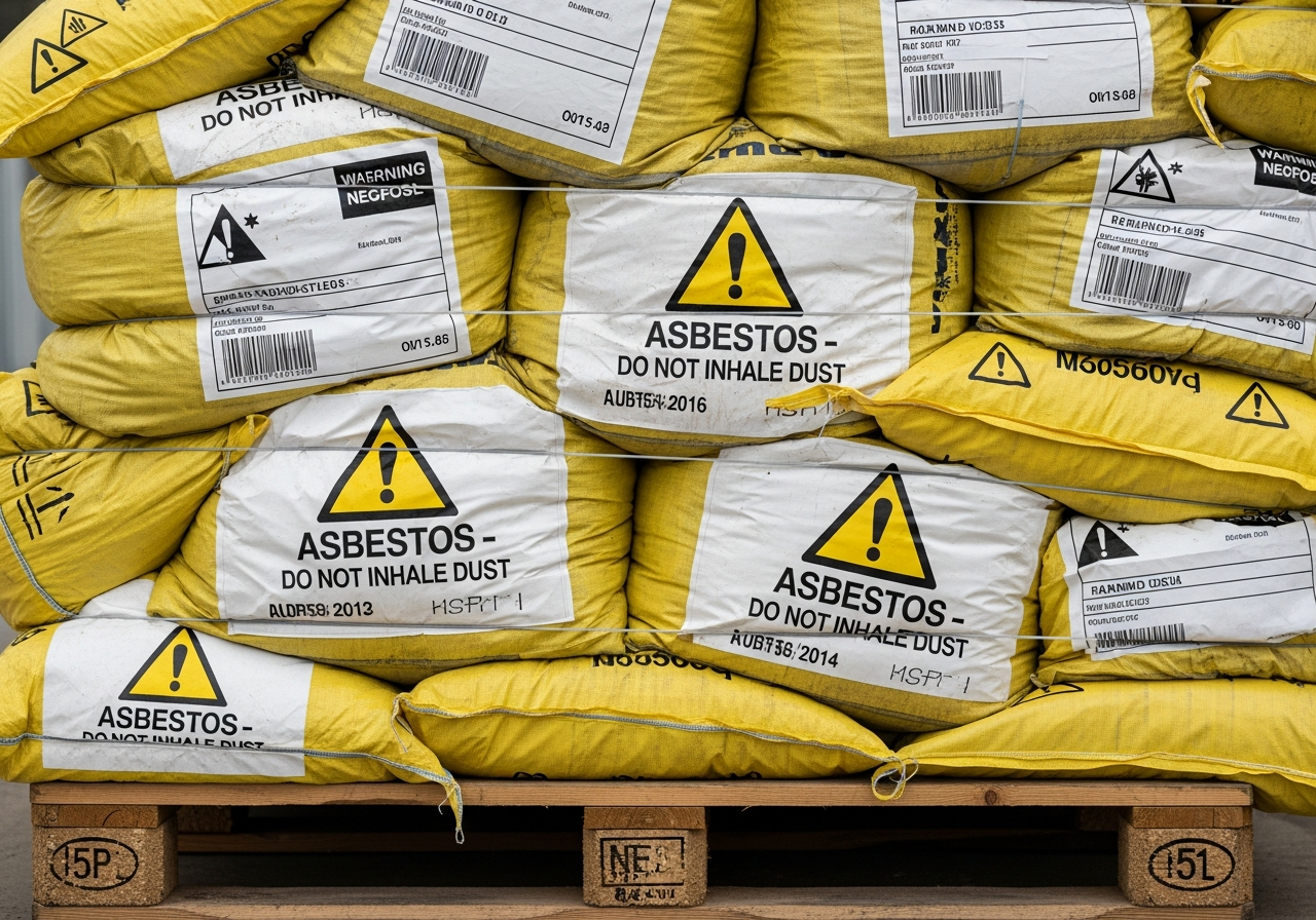 Double-bagged asbestos disposal