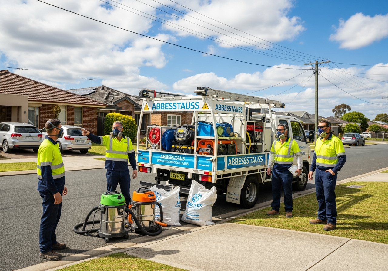 Asbestos removal team and truck