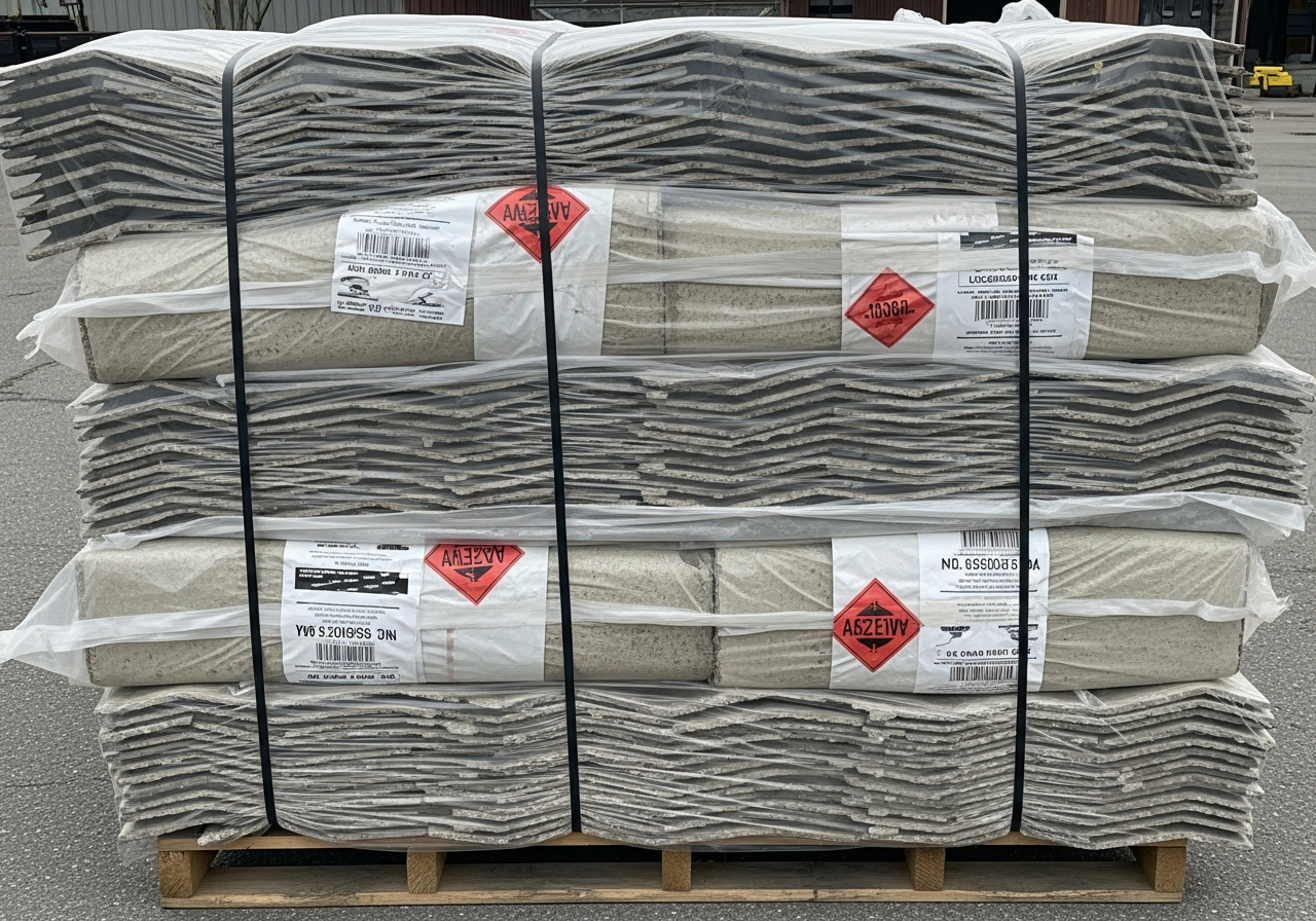 Double-bagged asbestos sheets