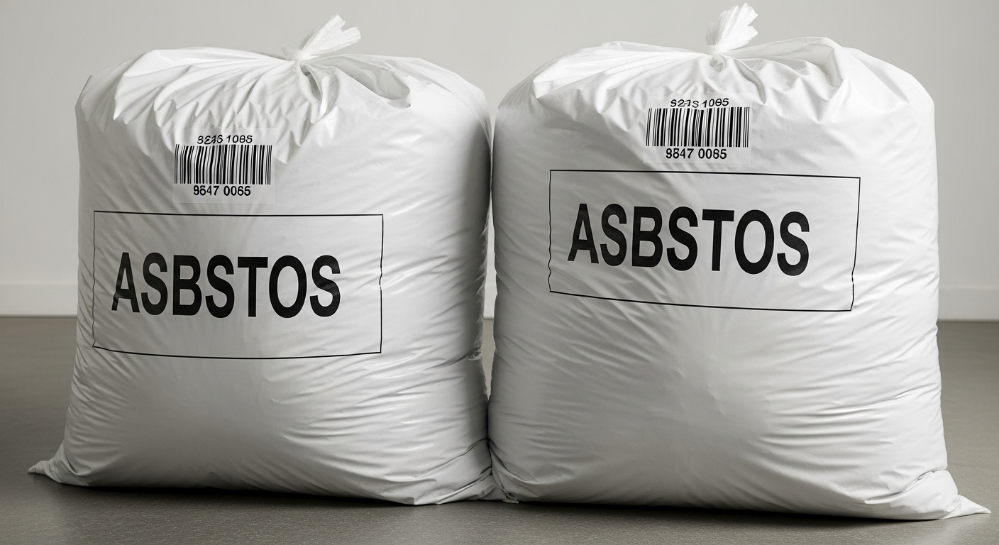 Asbestos waste bagged for disposal