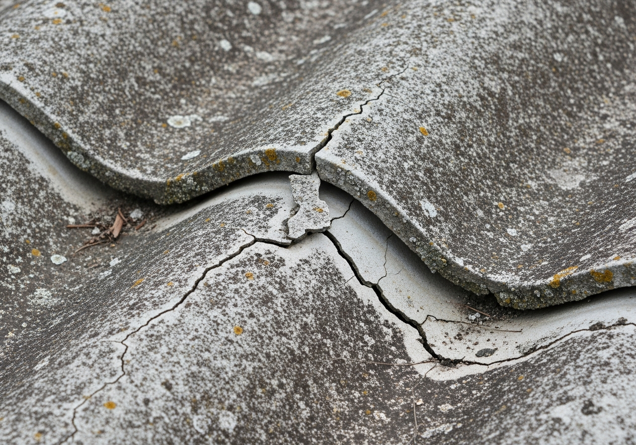 Asbestos roof sheets close-up