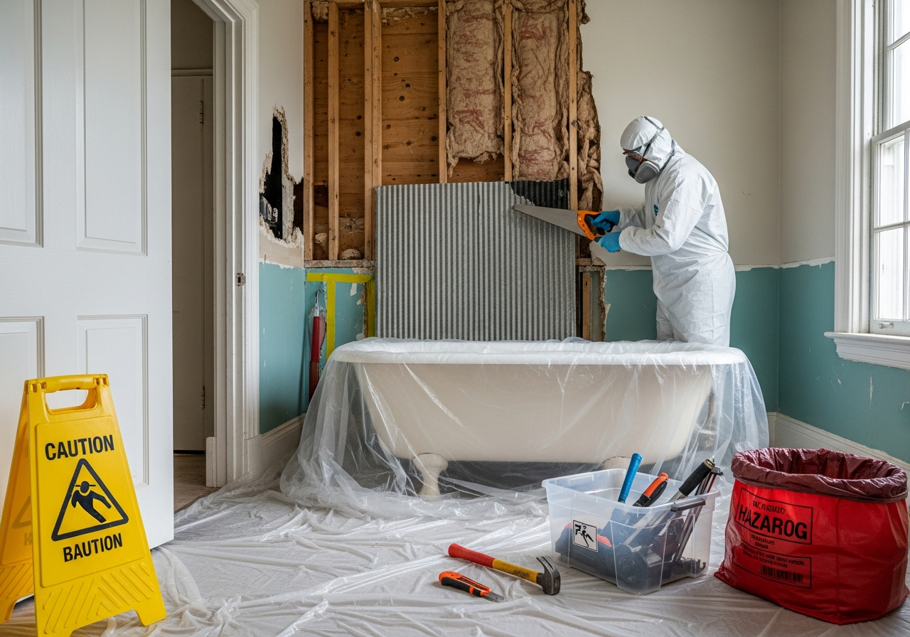 Asbestos removed from home bathroom