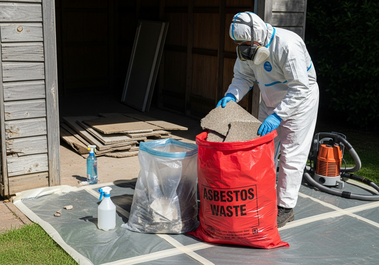 Double bagging asbestos
