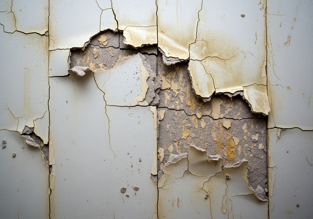 Damaged asbestos wall lining