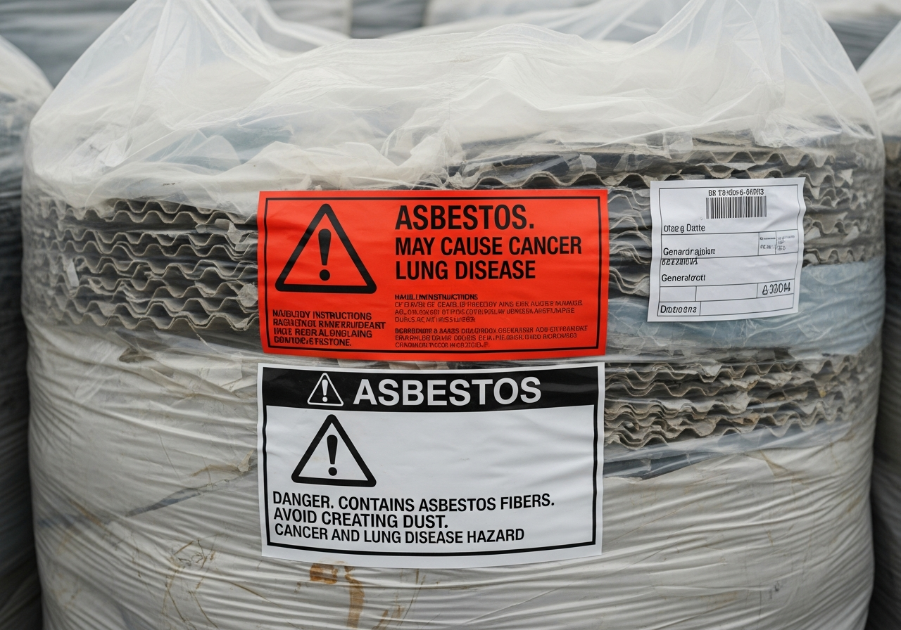 Double-bagged asbestos waste