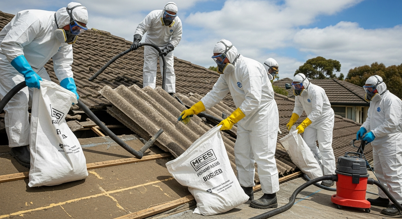 Asbestos removal team
