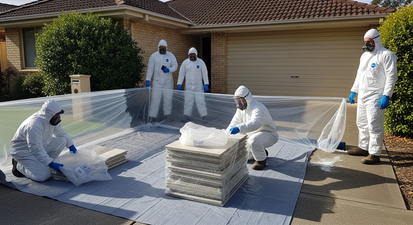Licensed asbestos removal team
