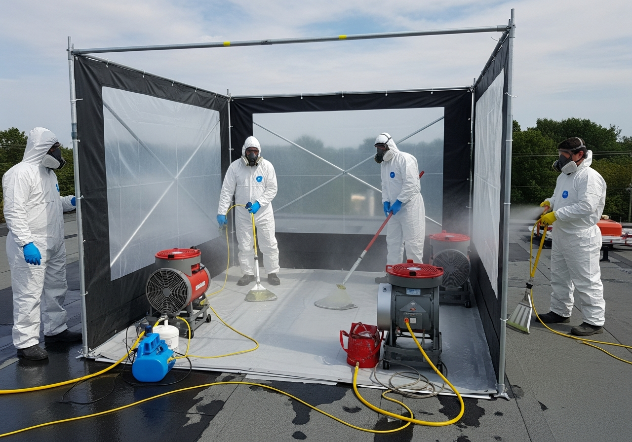 Containment setup for asbestos removal
