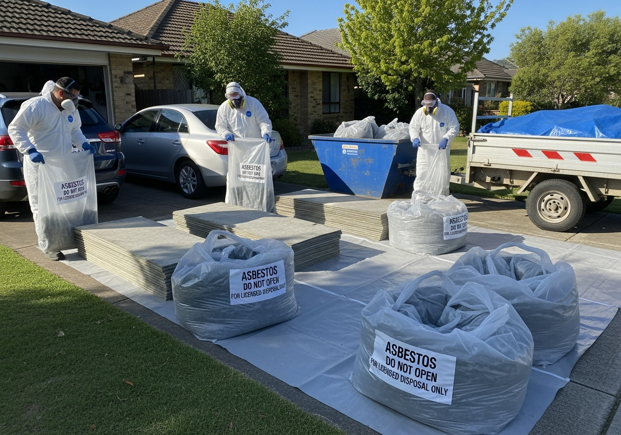 Asbestos removal double-bagging