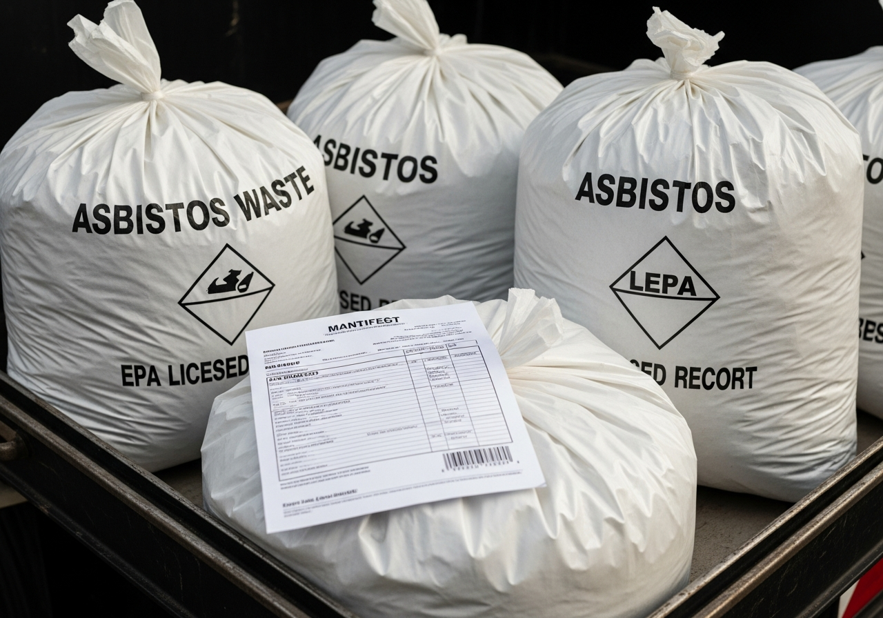 Double-bagged asbestos waste