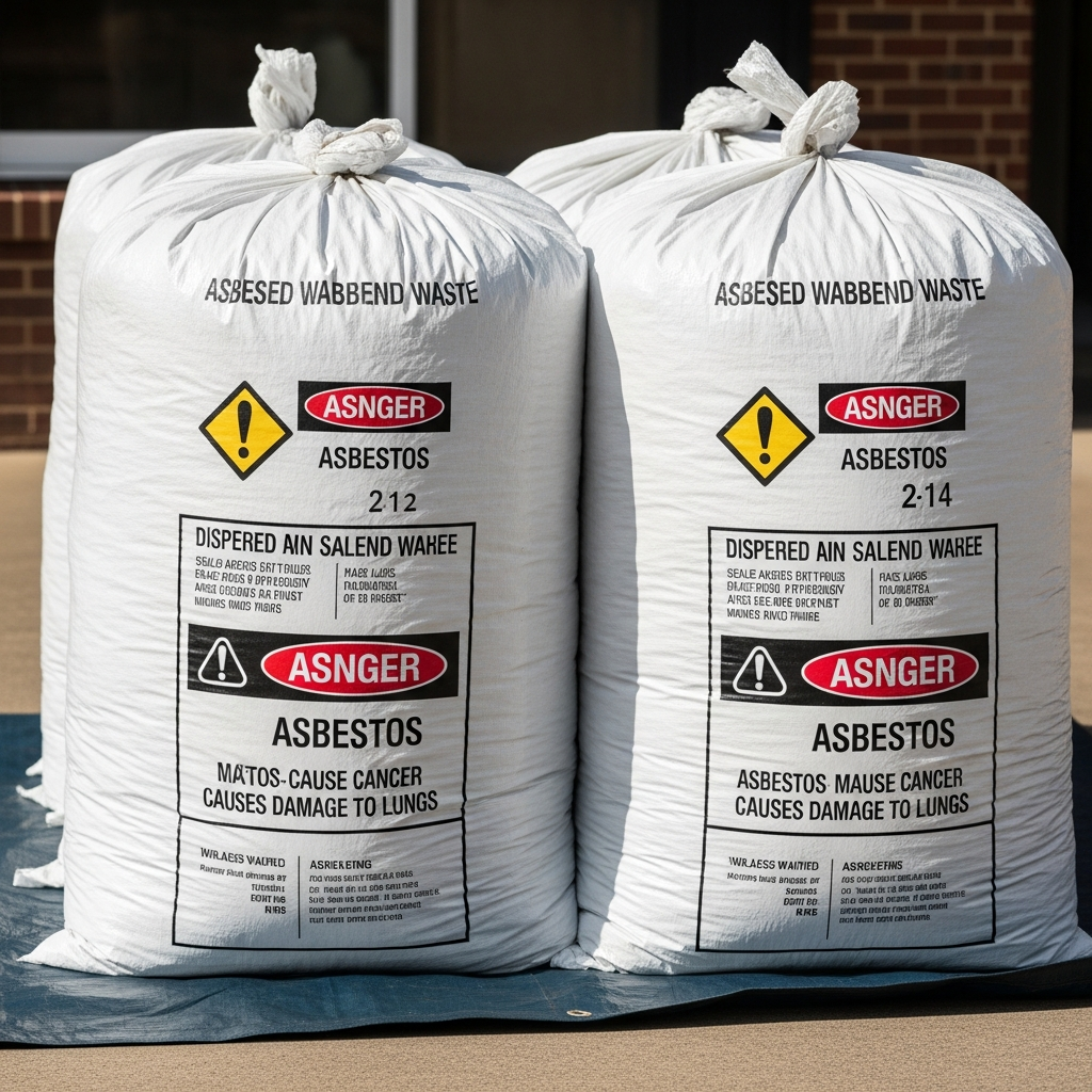 Double-bagged asbestos waste