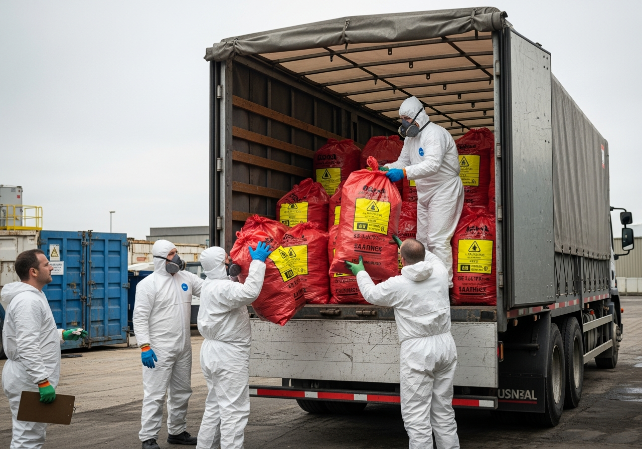 Asbestos waste transport