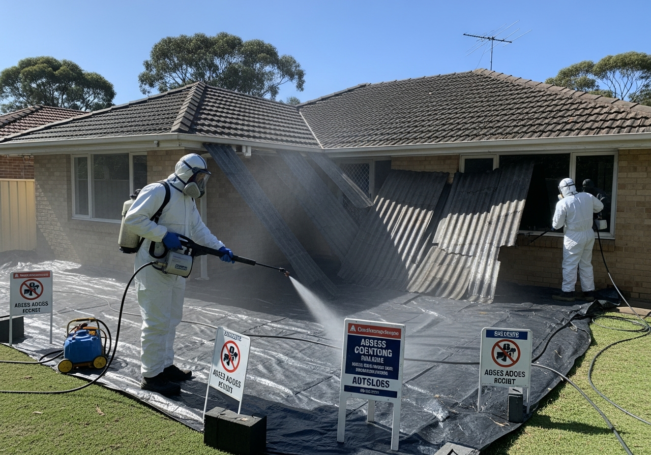 Controlled wetting asbestos removal