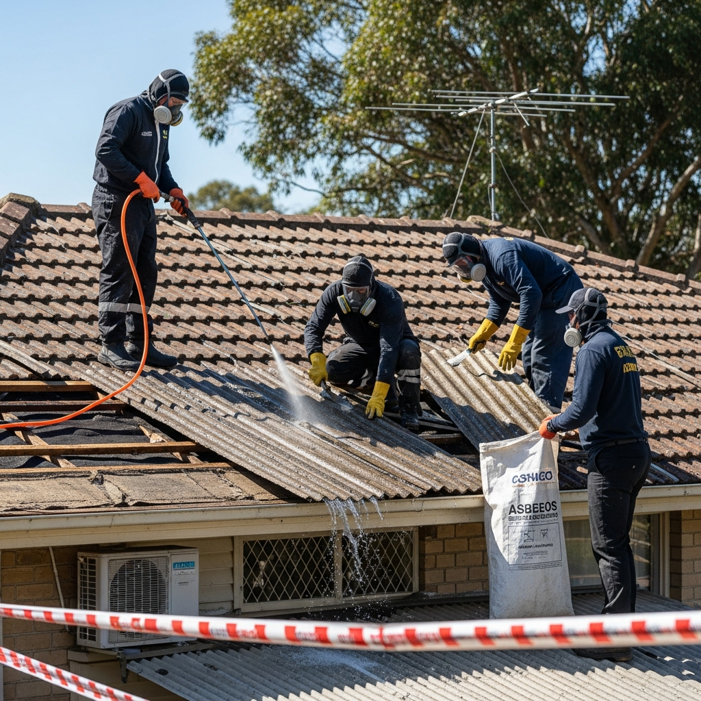 Asbestos removal crew