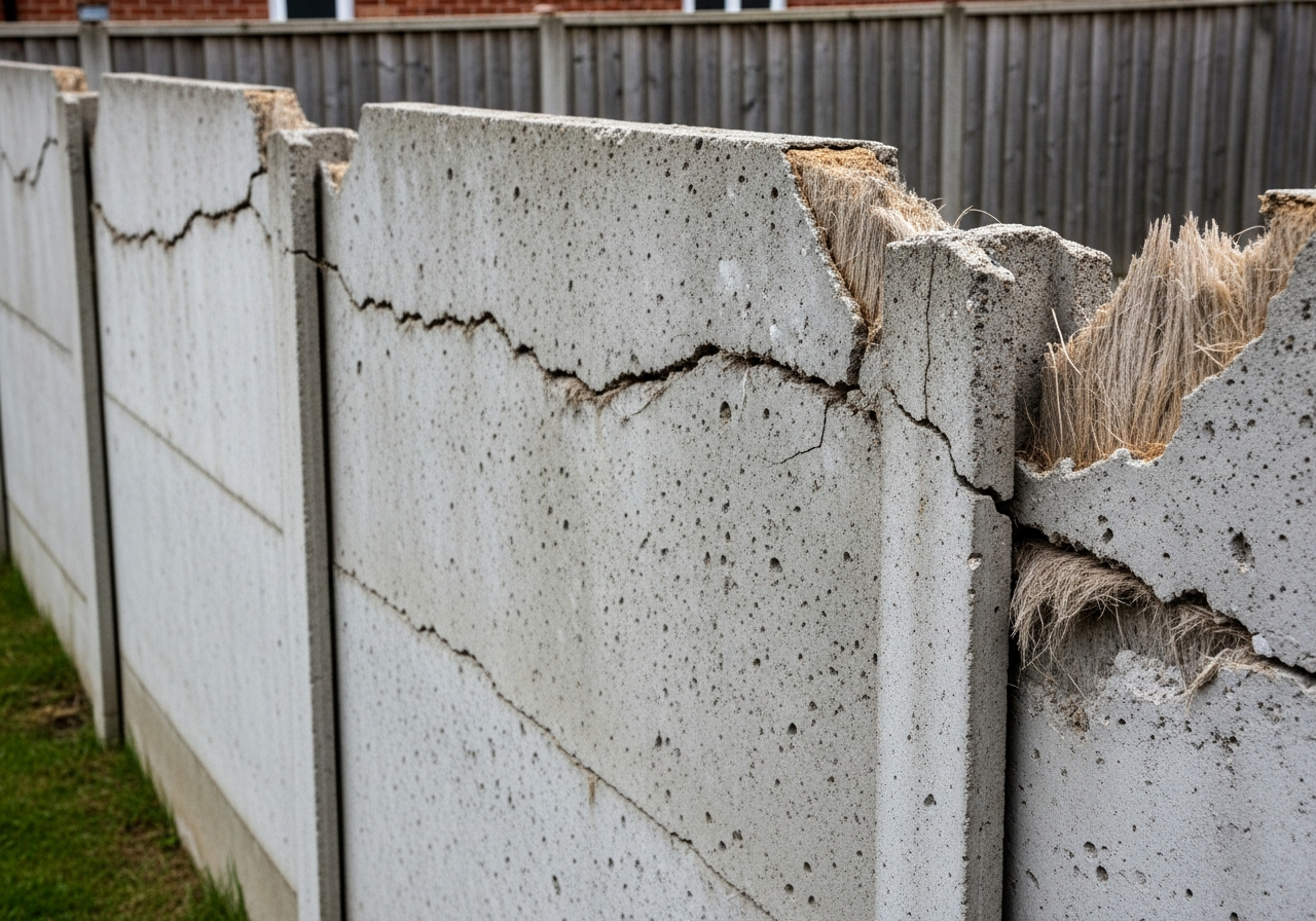 Asbestos fence close up