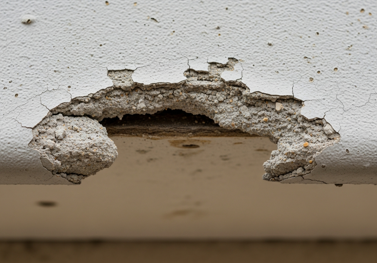 Damaged asbestos eaves