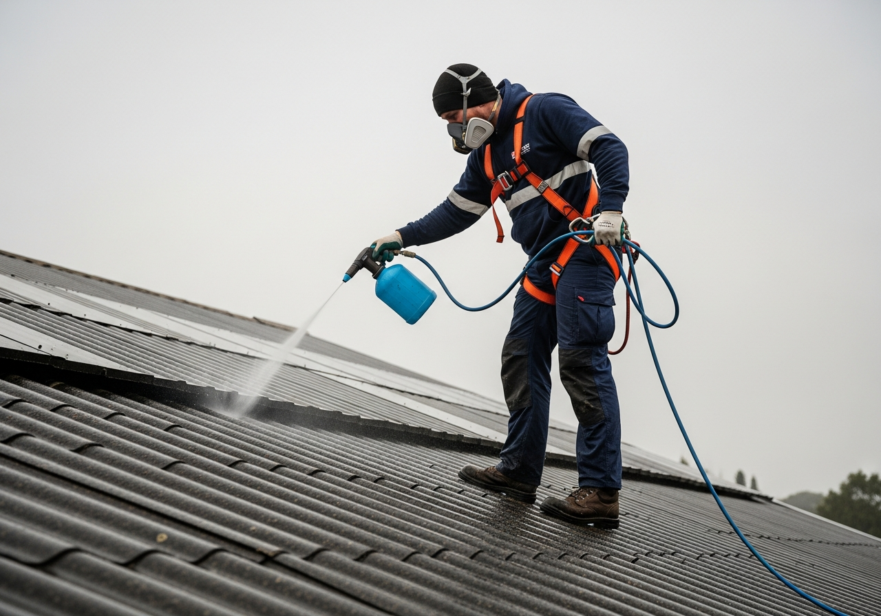 Wet methods for asbestos roofing removal