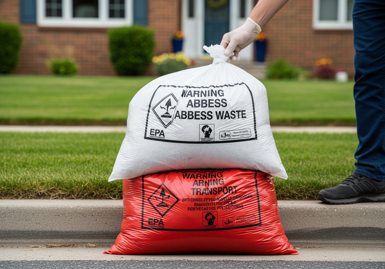 Double-bagged asbestos waste