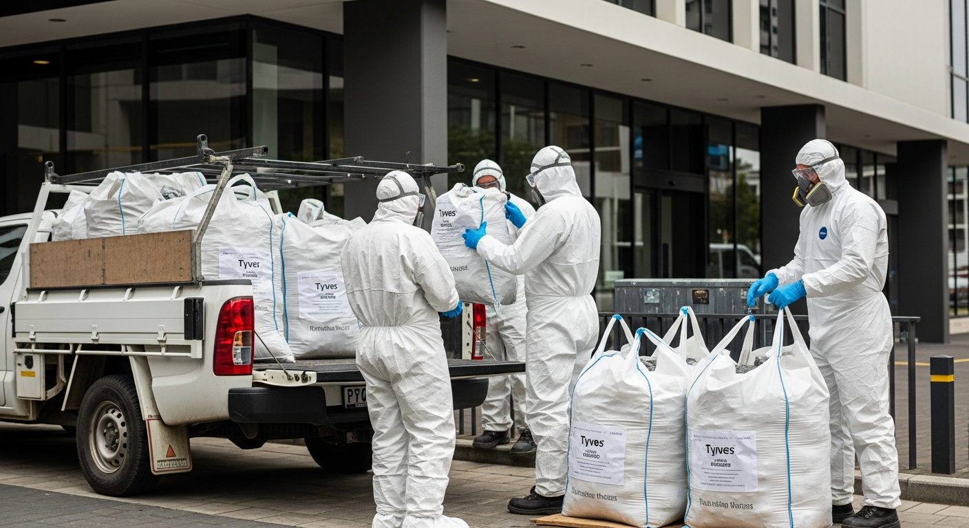 Commercial asbestos disposal team