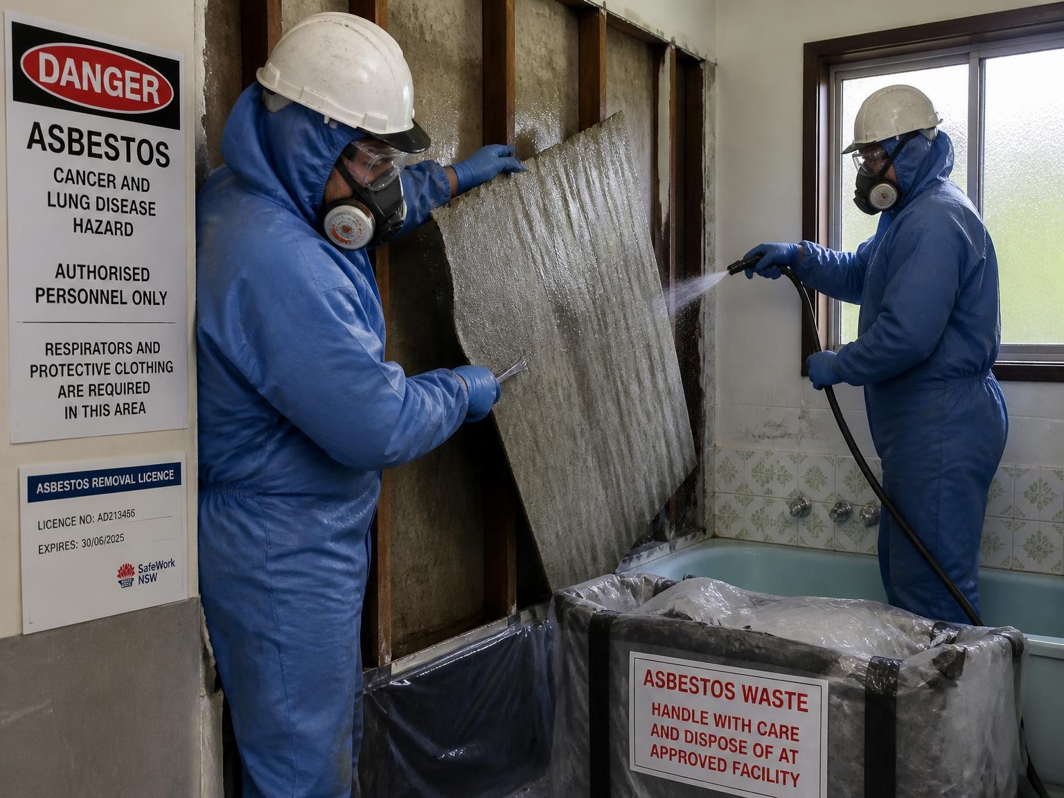 Asbestos removal from a residential bathroom