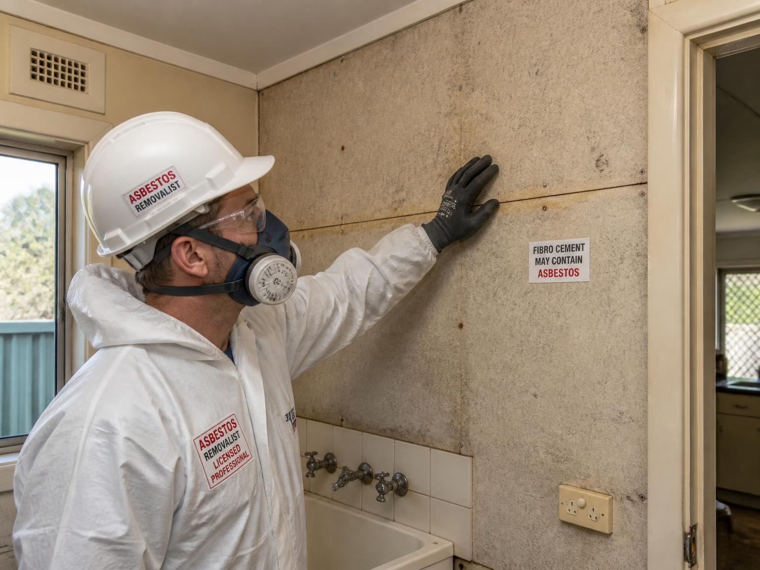 Initial asbestos inspection before remediation