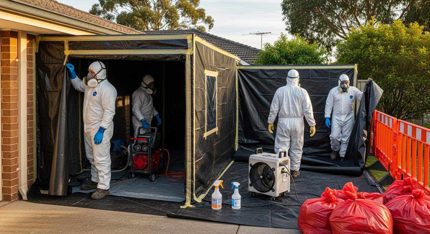 Licensed asbestos removal team