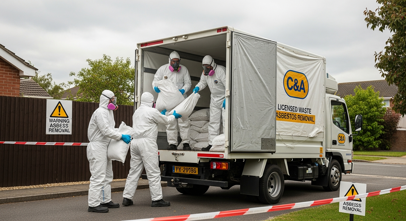 Asbestos waste collection truck